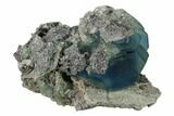 Blue-Green Cuboctahedral Fluorite on Sparkling Quartz - China #160696-1